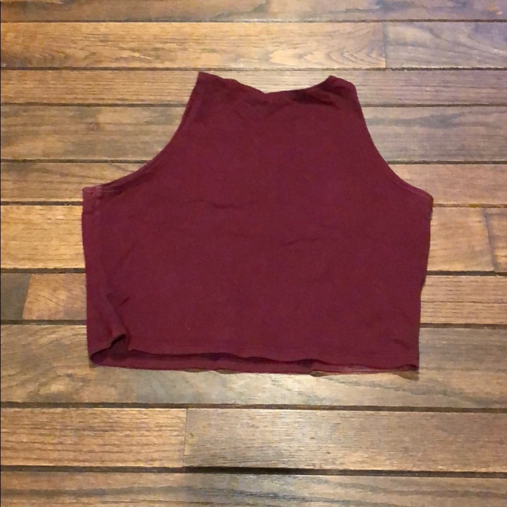 Maroon high neck crop top
